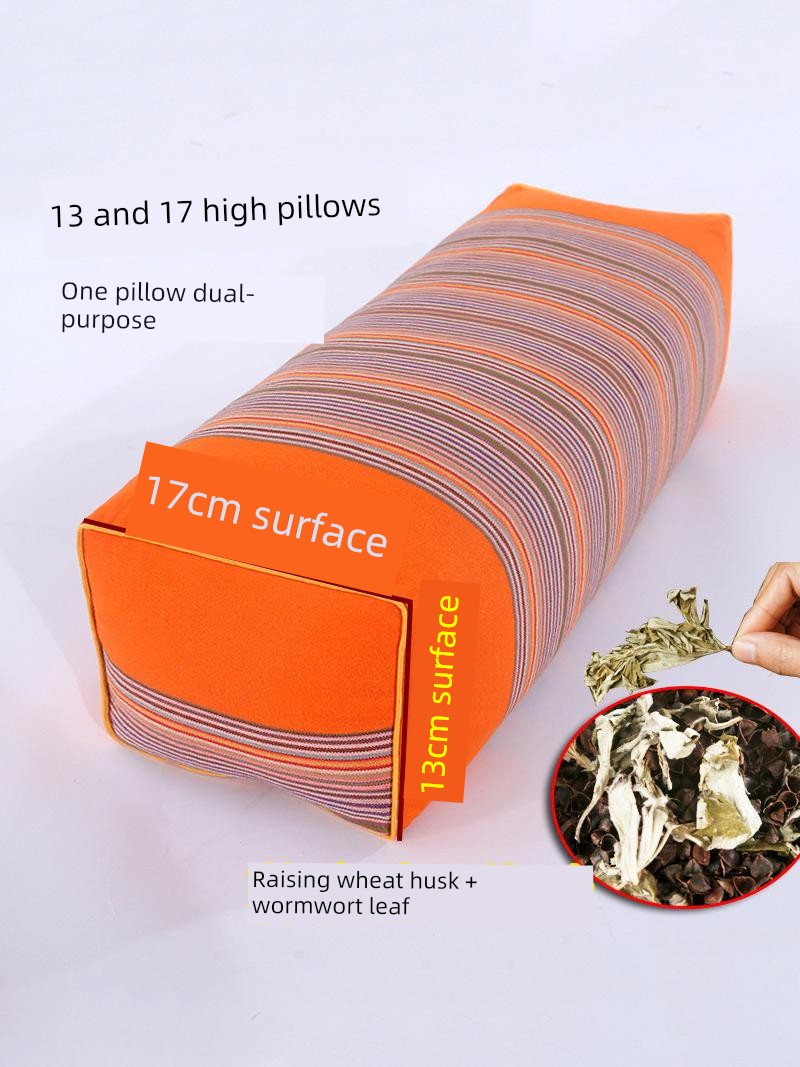 13 and 17 High Pillow Buckwheat Hull Moxa Leaf Pillow Hard Pillow Super High Pillow Adult Senior Buckwheat Pillow Removable and Washable
