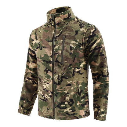 Mens Tactical Fleece Jacket Russian Camouflage US Military Work Coat Autumn Winter Outdoor Warm Zip Cardigan Jacket Inner Lining