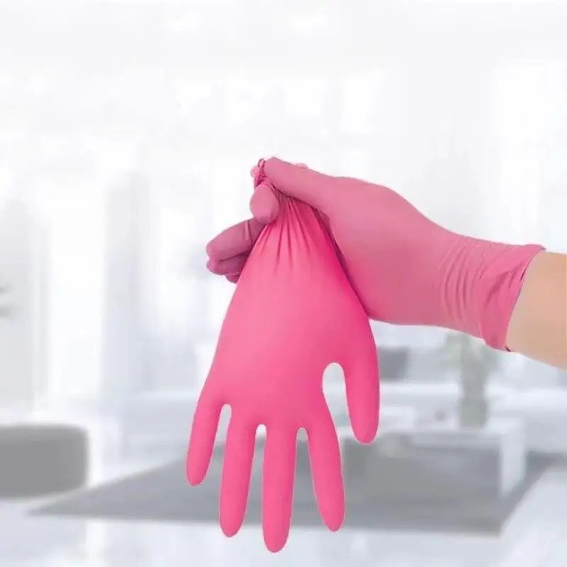 Pink Nitrile Disposable Gloves 20/50PCS Powder & Latex Free Gloves for Kitchen Cooking Household Beauty Petcare Hair Dye Gloves