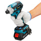 588N.m Cordless Brushless Impact Driver Kit Cordless Drill Electric Screwdriver 4-Speed 1/4‘’ 3 LED Light for Makita 18V Battery