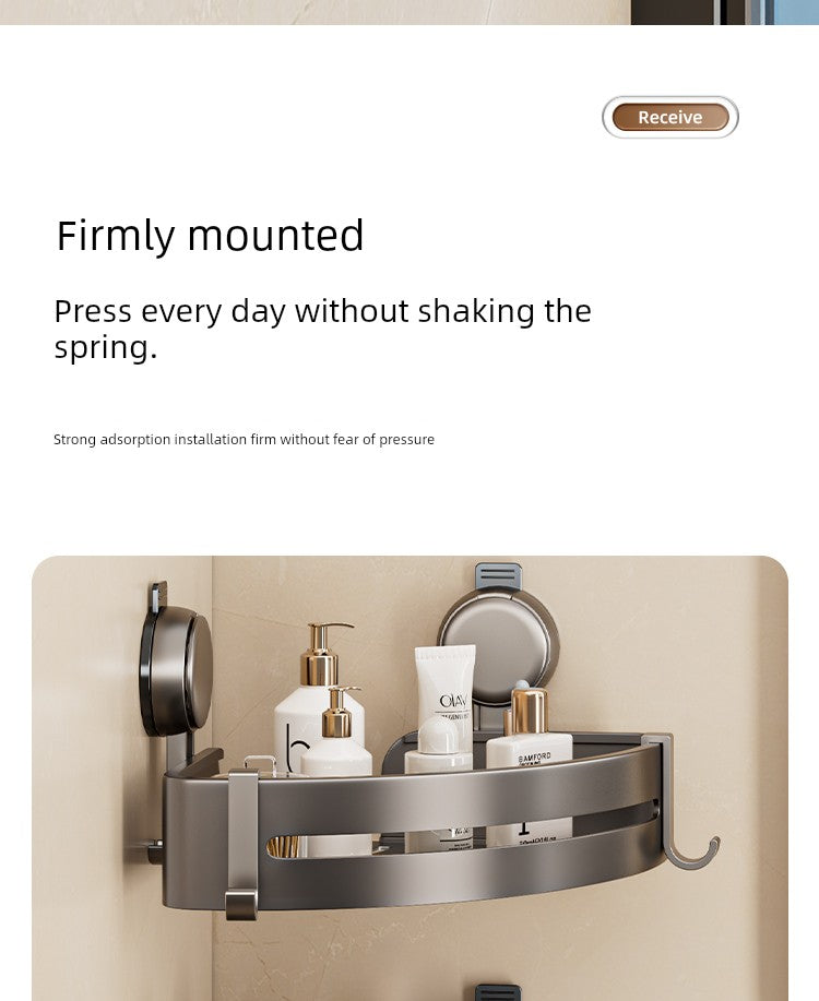 Wall-Mounted Wash Basin Toilet Triangle Basket Shelf Suction Cup