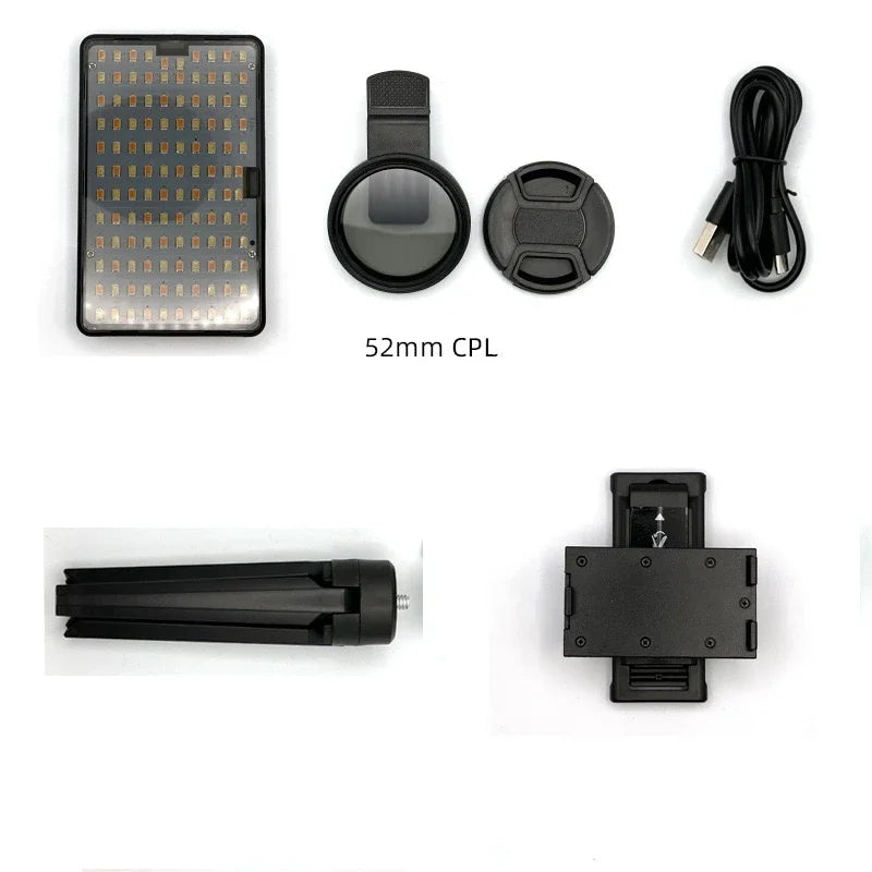 120 LED Reduce Reflected Fill Light Of Tattoos With 52mm Cpl For Cellphone Lens Circular Polarizing Filter Compatible Any Phone