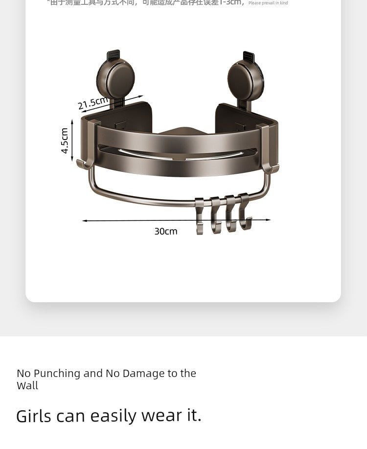 Wall-Mounted Wash Basin Toilet Triangle Basket Shelf Suction Cup