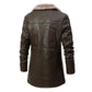 Men's Mid-length Leather Coat Autumn Winter Business European Size Plus Fleece Large Lapel Suit Fur Coat Men Jacket Men