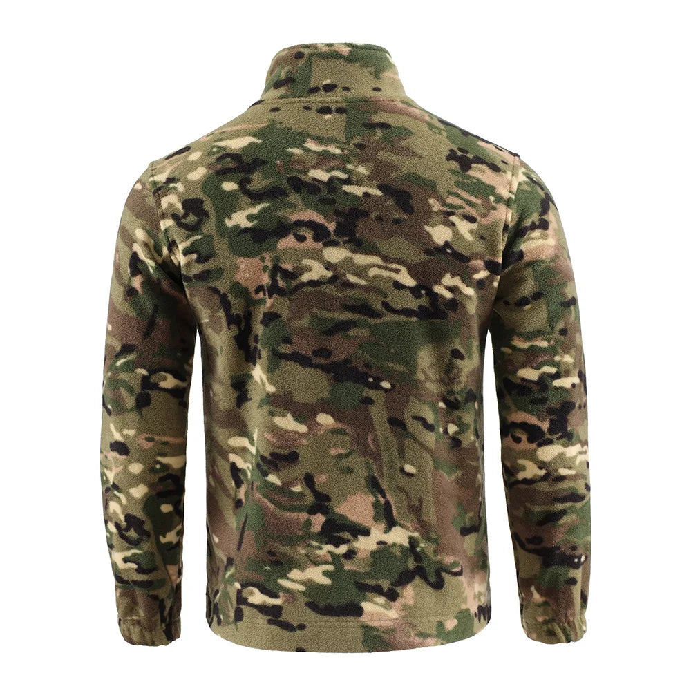 Mens Tactical Fleece Jacket Russian Camouflage US Military Work Coat Autumn Winter Outdoor Warm Zip Cardigan Jacket Inner Lining