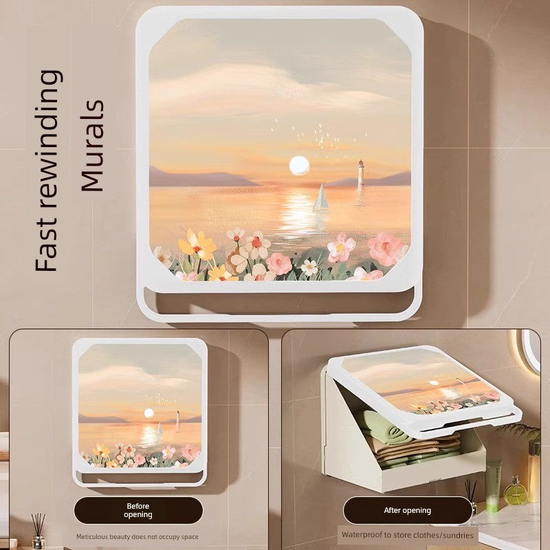 Mural Storage Box Clean Clothes Foldable Cabinet Bath