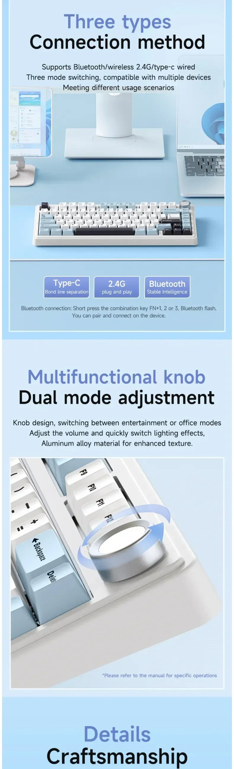 AULA F75 wireless Mechanical Keyboard,Gamer keyboard Customized Hot-Swap 75% Layout,OEM Profile Gasket Structure,Reaper Axis