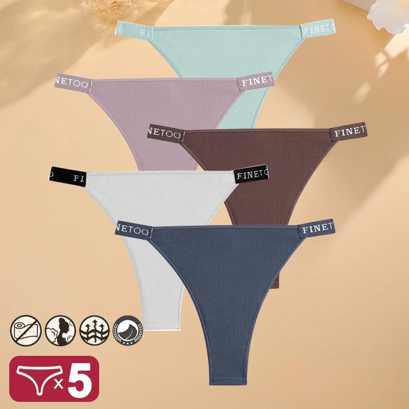 5PCS/Set Sexy Lingerie Women Cotton Panties Finetoo Letter Low Waist Female Briefs Underwear Comfort Underpants Women Intimates