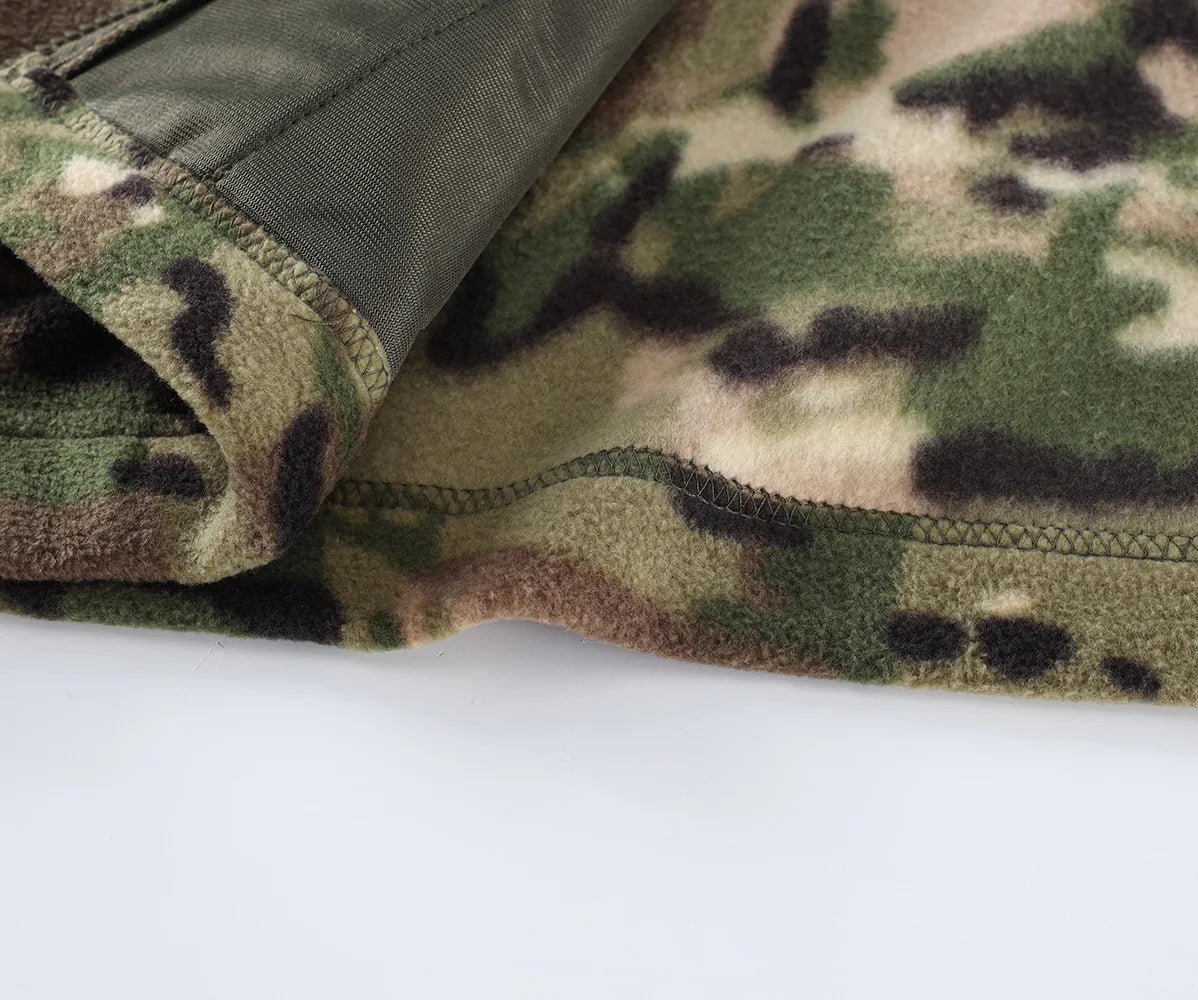 Mens Tactical Fleece Jacket Russian Camouflage US Military Work Coat Autumn Winter Outdoor Warm Zip Cardigan Jacket Inner Lining