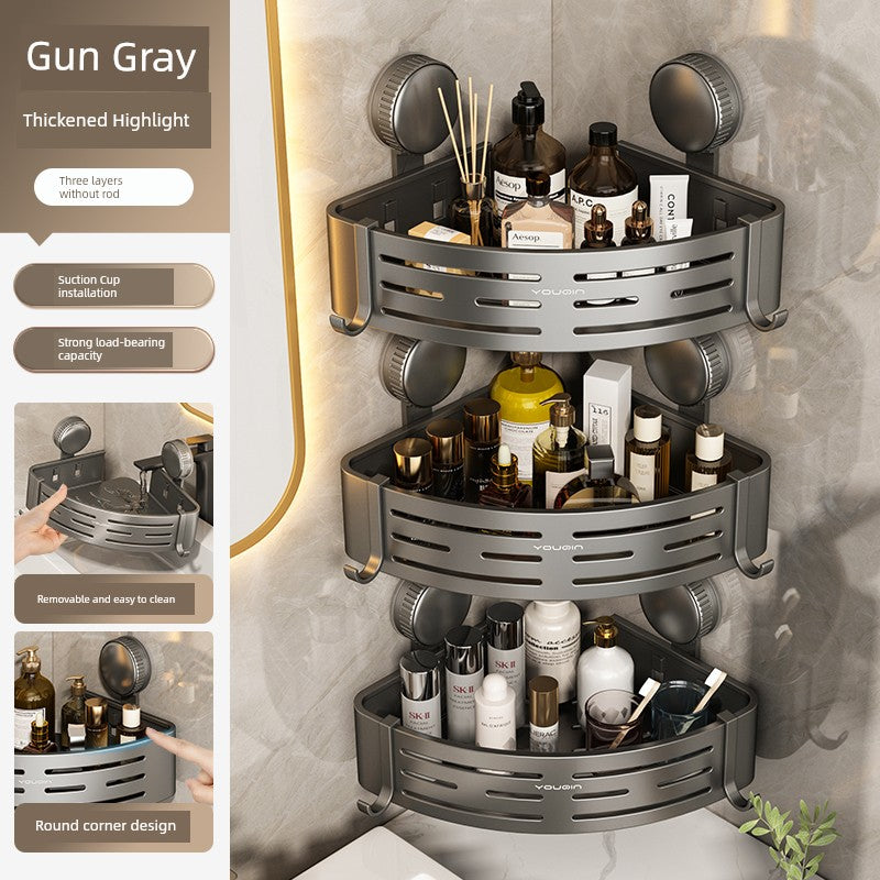 Suction Cup Punch-Free Corner Toilet Bathroom Storage Rack