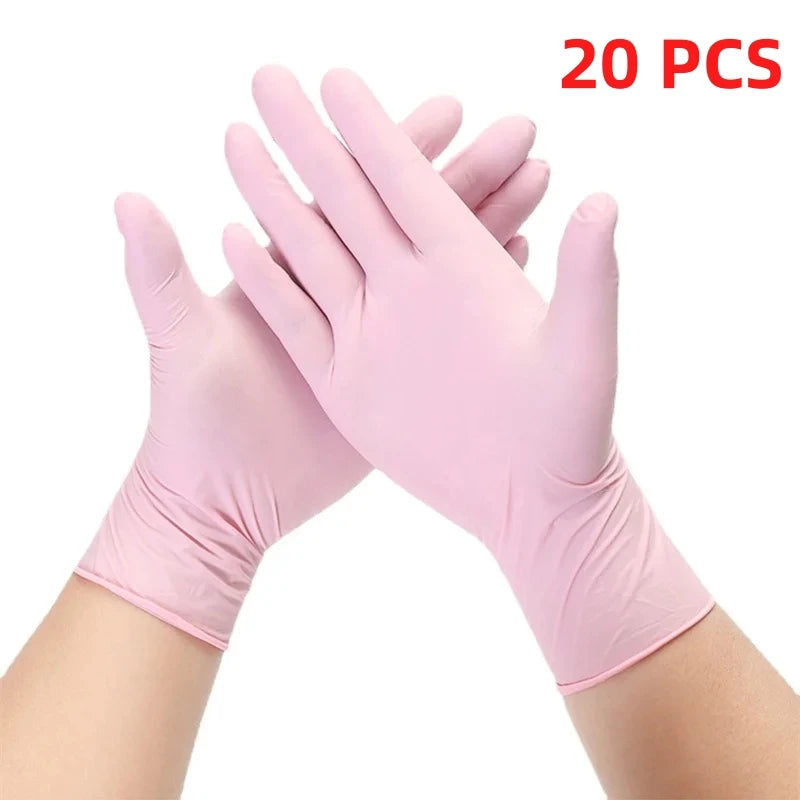 20/50/100PCS Pink Nitrile Gloves Disposable Latex Gloves Powder Free for Household Cleaning Beauty Salon Working Kitchen Gloves
