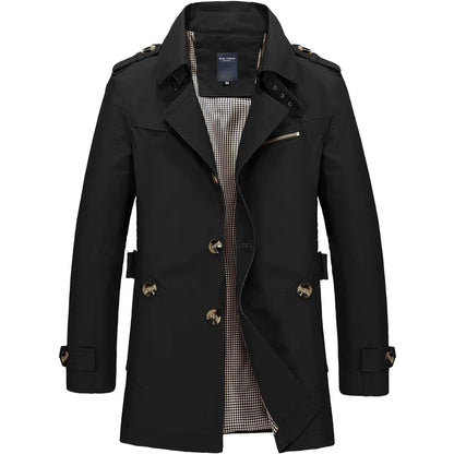 2025 Spring and Autumn men's coat Men's casual cotton Jacket men's mid-length trench coat men's jacket