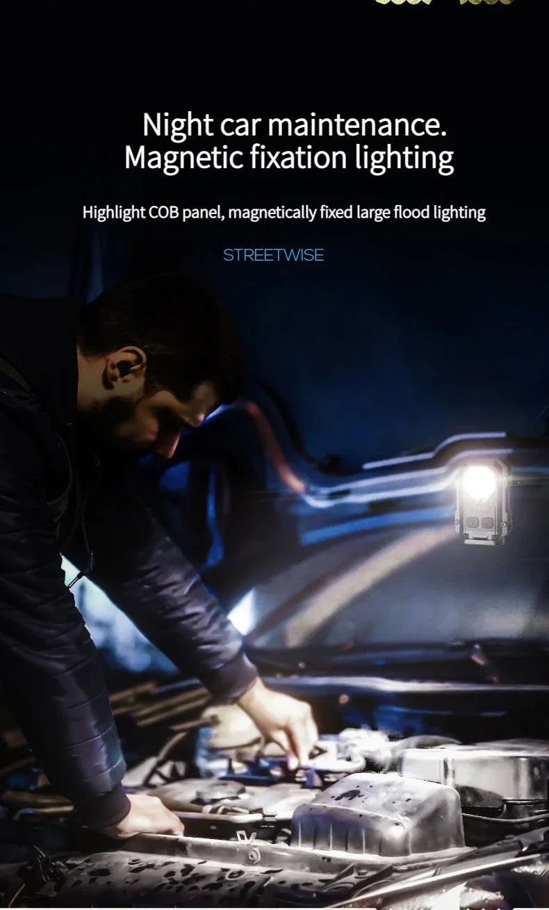 Rechargeable LED+COB Mini Multifunctional Flashlight Portable Outdoor Camping Emergency Keychain Light