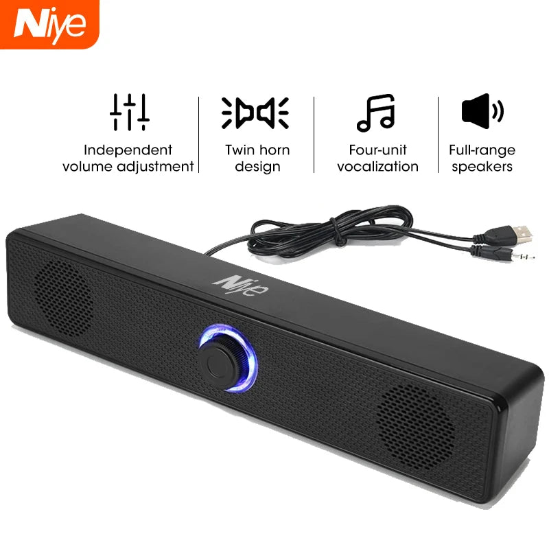 Niye Home Theater Sound Portable Bluetooth Speaker 360° Surround Soundbar Computer Speaker for TV Subwoofer Stereo Music Box