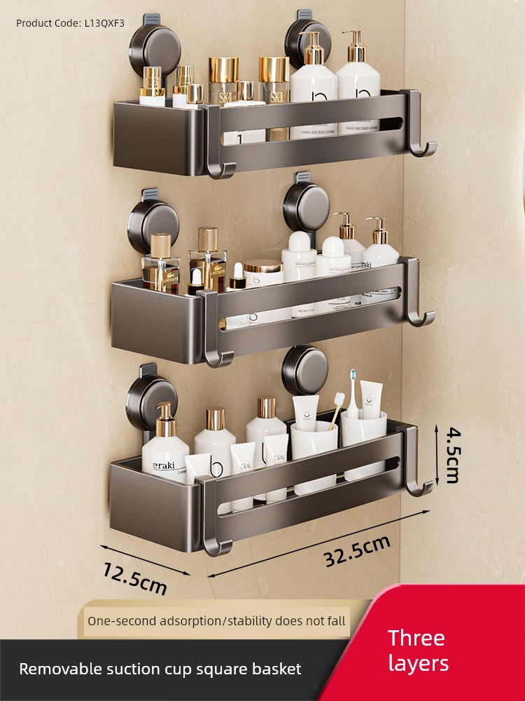 Wall-Mounted Wash Basin Toilet Triangle Basket Shelf Suction Cup