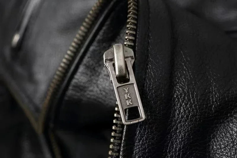 Vintage Black Brown Real Cowhide Genuine Leather Jacket Real Fur Men's Leather Jacket Bomber Men Leather Jacket Motorcycle Coat