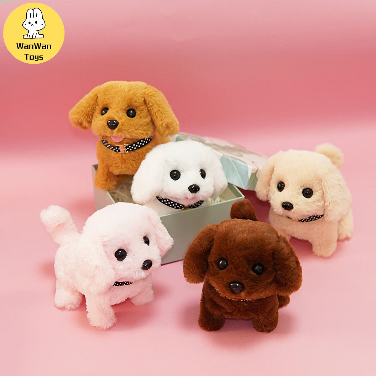 Plush Electric Puppy Simulation Pet Dog Can Walk Teddy Dog Golden Retriever Bichon Frize Dog Children Can Bark Run And Rock