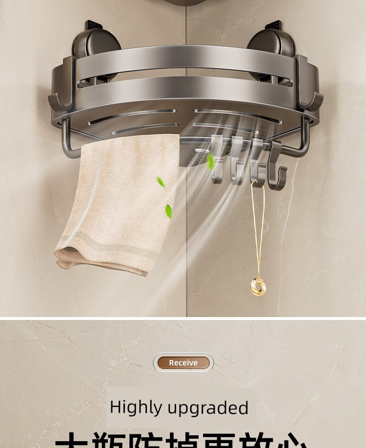 Wall-Mounted Wash Basin Toilet Triangle Basket Shelf Suction Cup