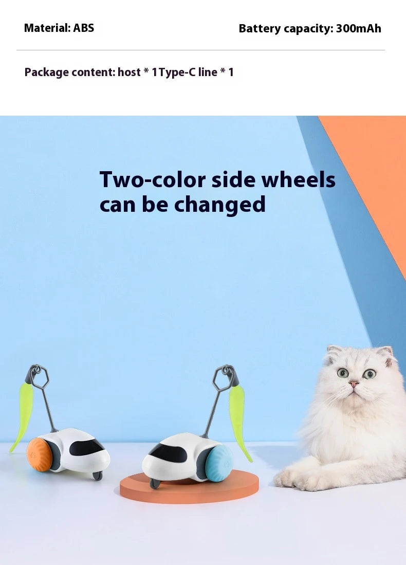 Smart Interactive Cat Toy Car Auto-Running Pet Vehicle with Obstacle Detection Durable for Indoor Cats Play