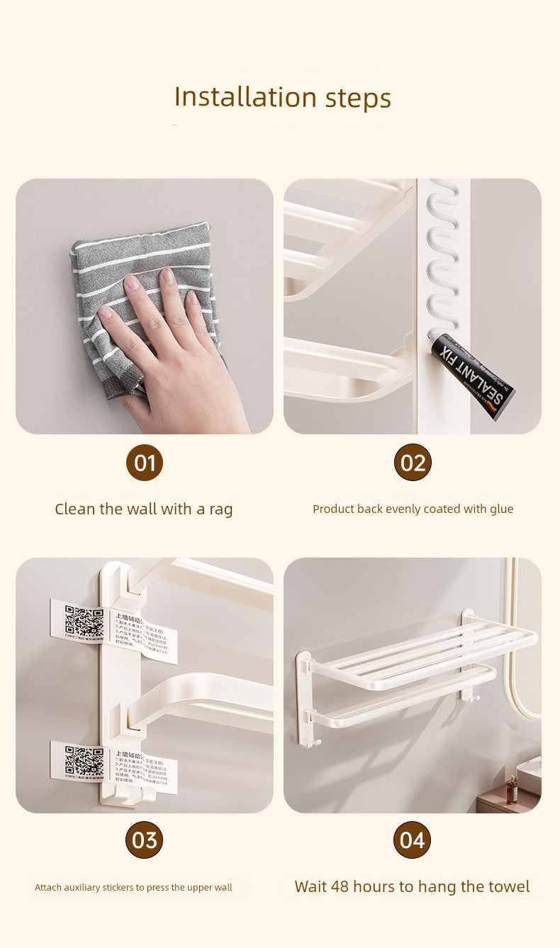 White Bathroom Wall-Mounted Toilet Towel Rack