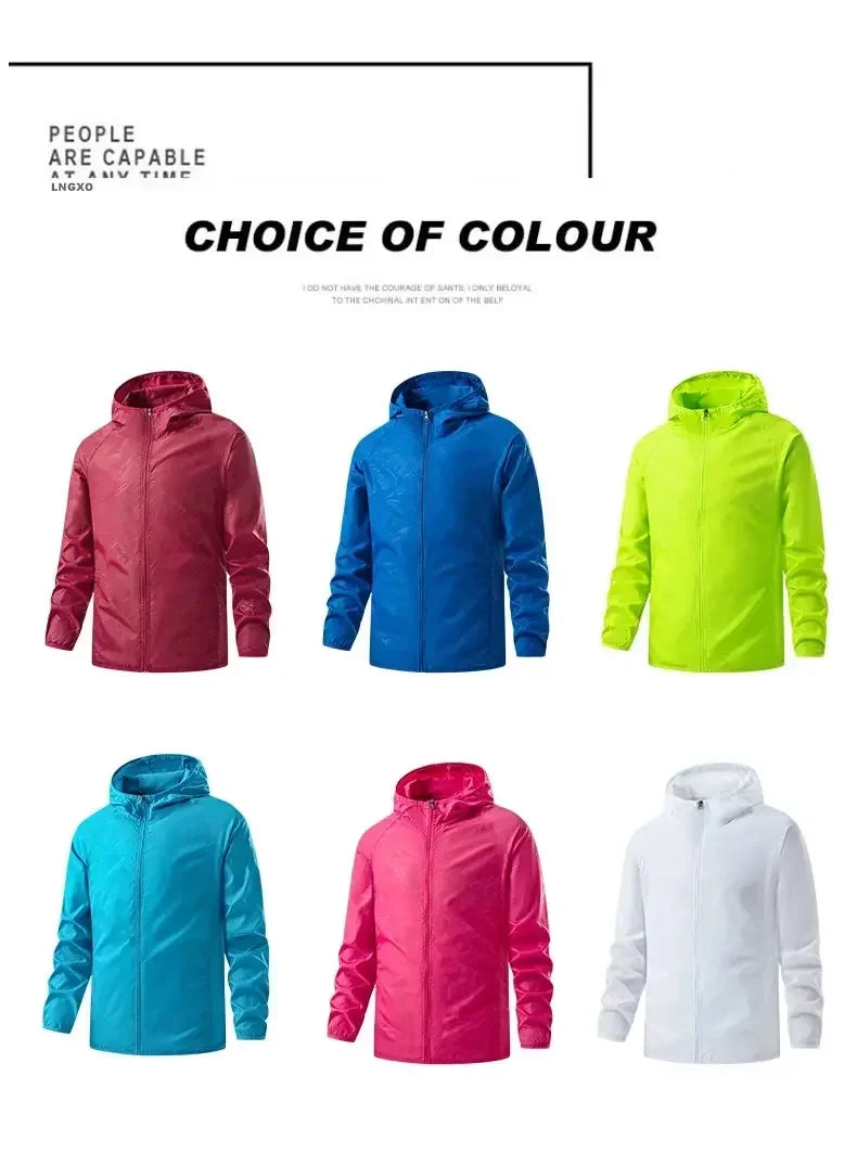 Men Women Hiking Jackets Waterproof Sun Protection Windbreaker Camping Climbing Outdoor Rain Coat Unisex Portable Clothes