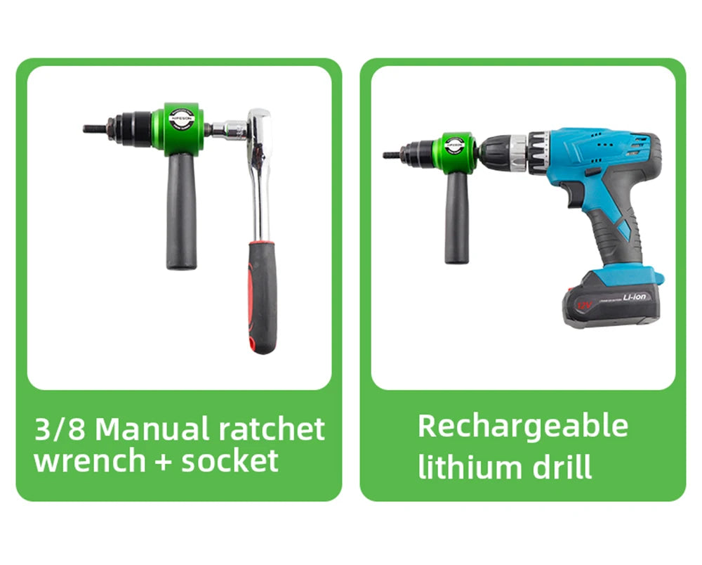 HIFESON M3 M4 M5 M6 M8 Electric Rivet Tool Aapter Manual Rivter Handheld Rivet Gun Connector Kit Hand Drill For Flat Nuts