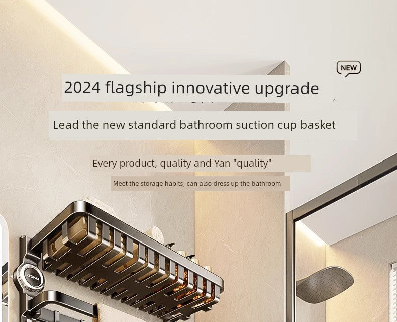 Suction Cup Towel Rack Punch-Free Toilet Bathroom Storage Rack Integrated Wall-Mounted Toilet Bath Storage Bath Towel Rack