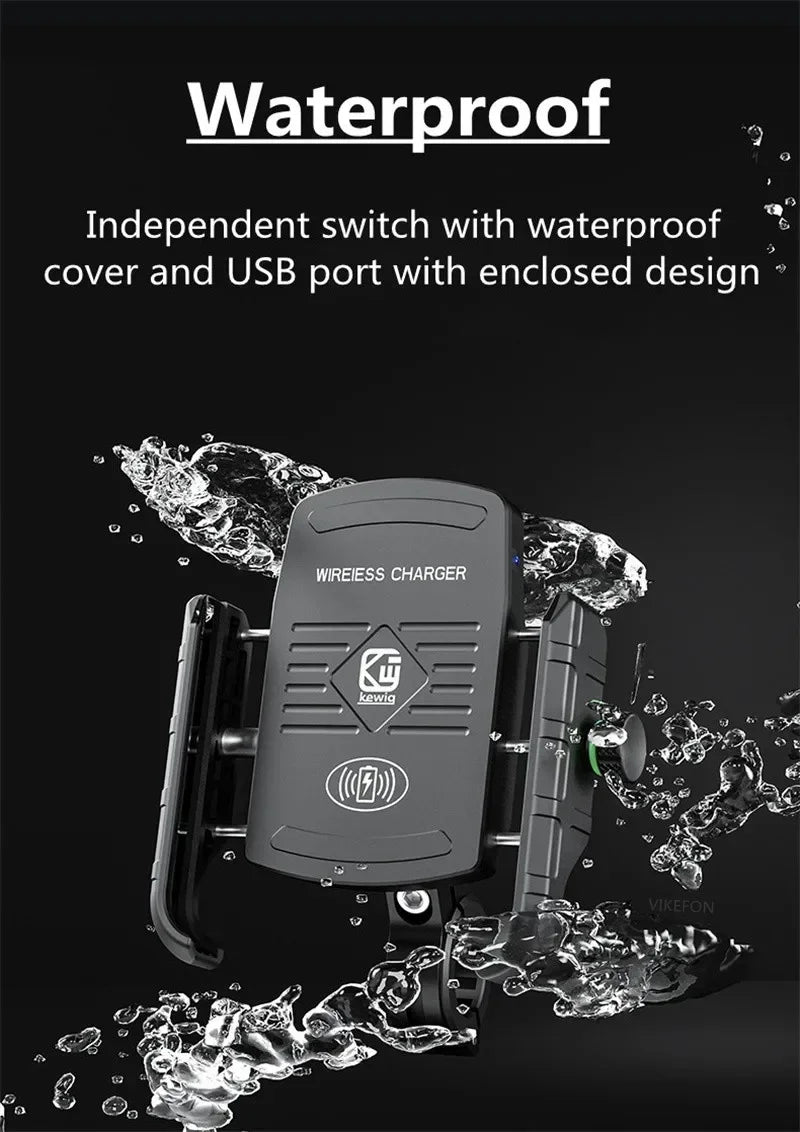 Motorcycle Phone Holder Moto Motorbike Mirror Mobile Handlebar Stand Support USB Charger Fast Wireless Charging Cellphone Mount