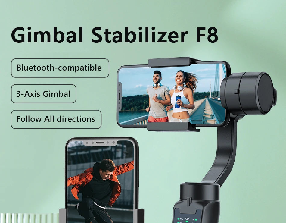 F8 Handheld 3-Axis Gimbal Phone Holder Anti Shake Video Record Stabilizer for Xiaomi iPhone Cellphone Smartphone