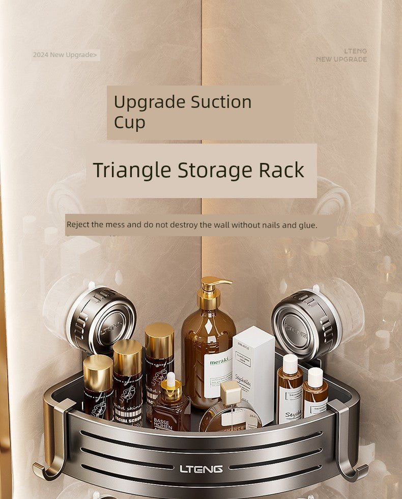 Punch-Free Bathroom Rack Bathroom Suction Cup Triangle Basket Wall Mount Bathroom Sink Corner Storage Rack