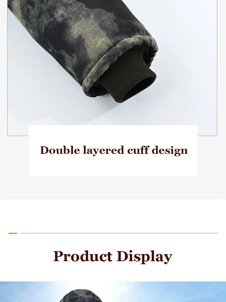 Fleece Hooded Tactical Jacket Mens Winter Camouflage Cotton Padded Thick Parkas Outdoor Waterproof Coat Casual Windproof Jacket