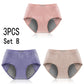 3PCS Women's underwear Physiological pants Cotton anti-side leakage cotton with breathable crotch period high belt pocket briefs