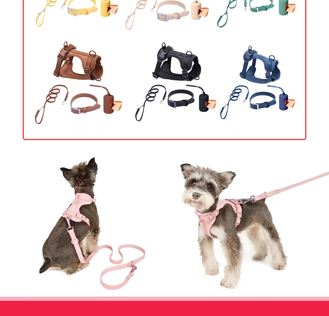 PVC Soft Pink Dog Harness Set And Leash Colar For Pet Dogs