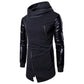 2025 Patchwork Leather Sleeve Fashion Black Tops Men Jacket Coat Spring Autumn Sweatshirt Slim Fit Pullover Tracksuits Masculino