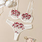 Night Beautiful Sexy Women 2 Piece floral Embroidery Underwear Sexy Erotic lingerie underwear Set