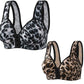 Women's Breathable Side-lifting Maternity Underwear Leopard Print Large Size Ultra-thin No Underwire Front-closure Bra