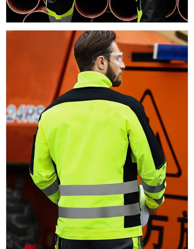 workwear mens jacket working cargo pants men High Visibility work suit with Reflective tapes