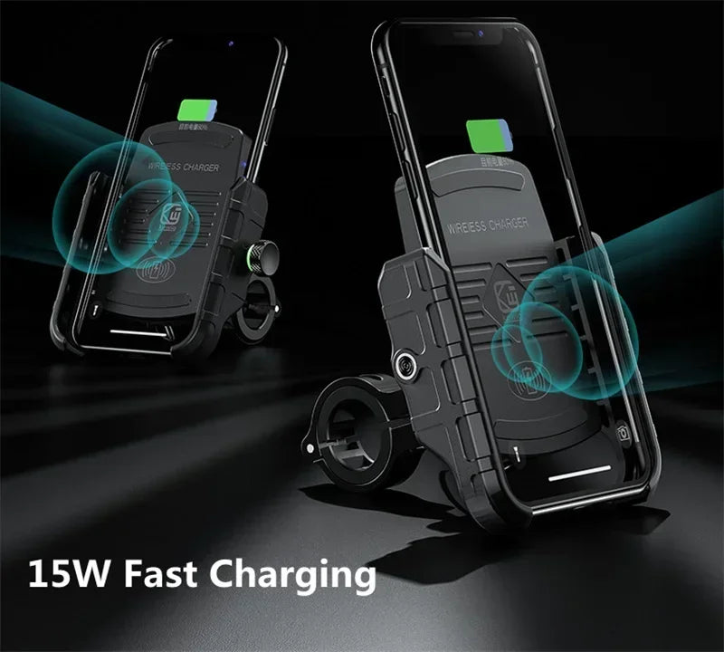 Motorcycle Phone Holder Moto Motorbike Mirror Mobile Handlebar Stand Support USB Charger Fast Wireless Charging Cellphone Mount