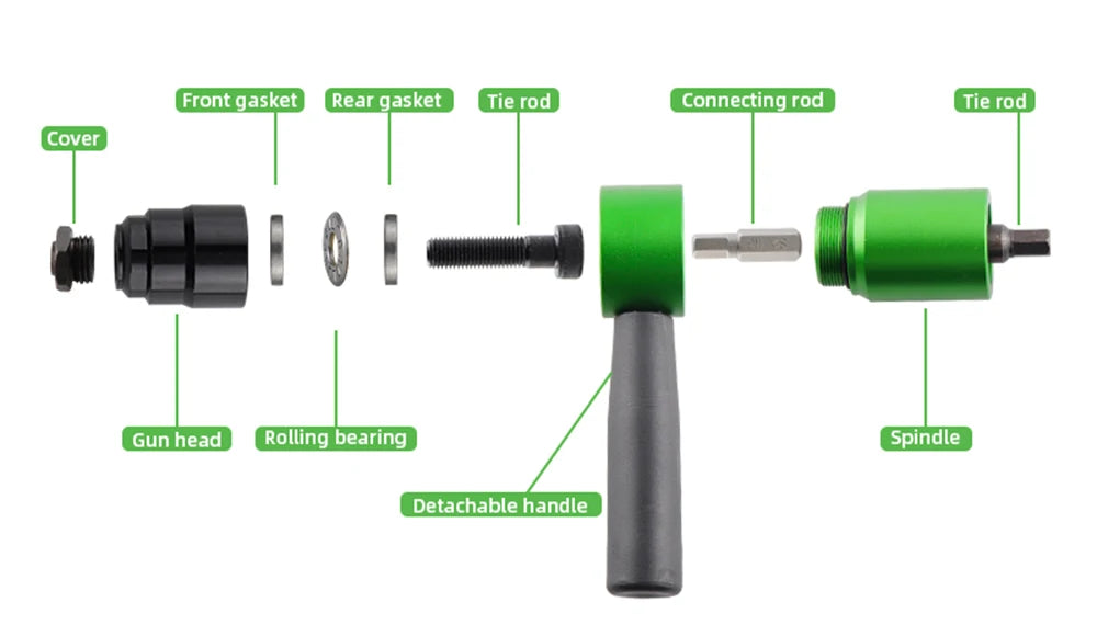 HIFESON M3 M4 M5 M6 M8 Electric Rivet Tool Aapter Manual Rivter Handheld Rivet Gun Connector Kit Hand Drill For Flat Nuts