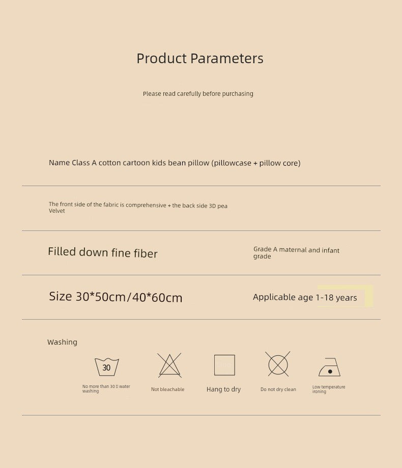 Kids Baby Removable and Washable Cotton Pillow