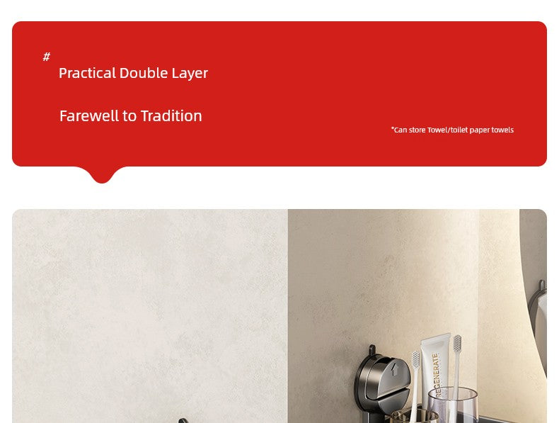 Drill-Free Shelf Bathroom Toilet Storage Hook Sucker