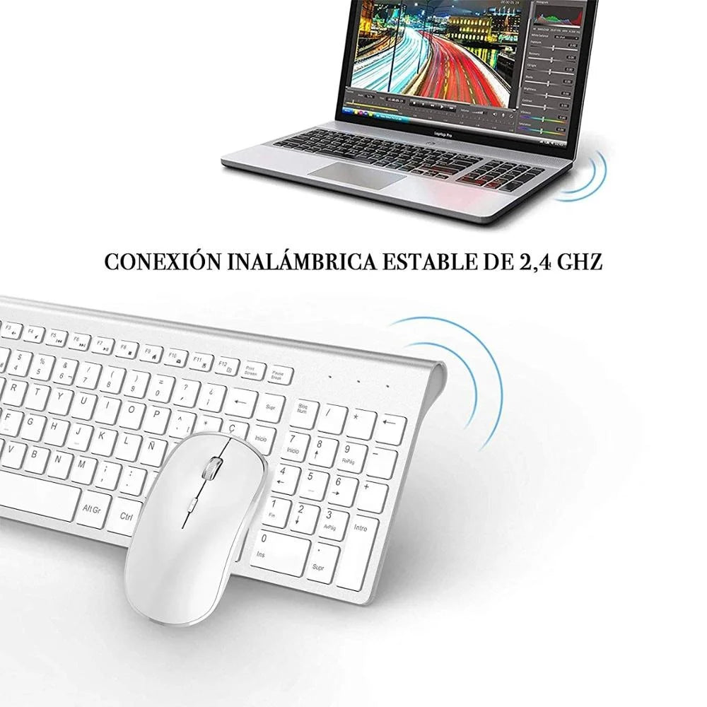Jomaa Spain Keyboard and Mouse Set for Computer Laptop Desktop Wireless Keyboard and Mouse Comb Ergonomic Design Noiseless Click