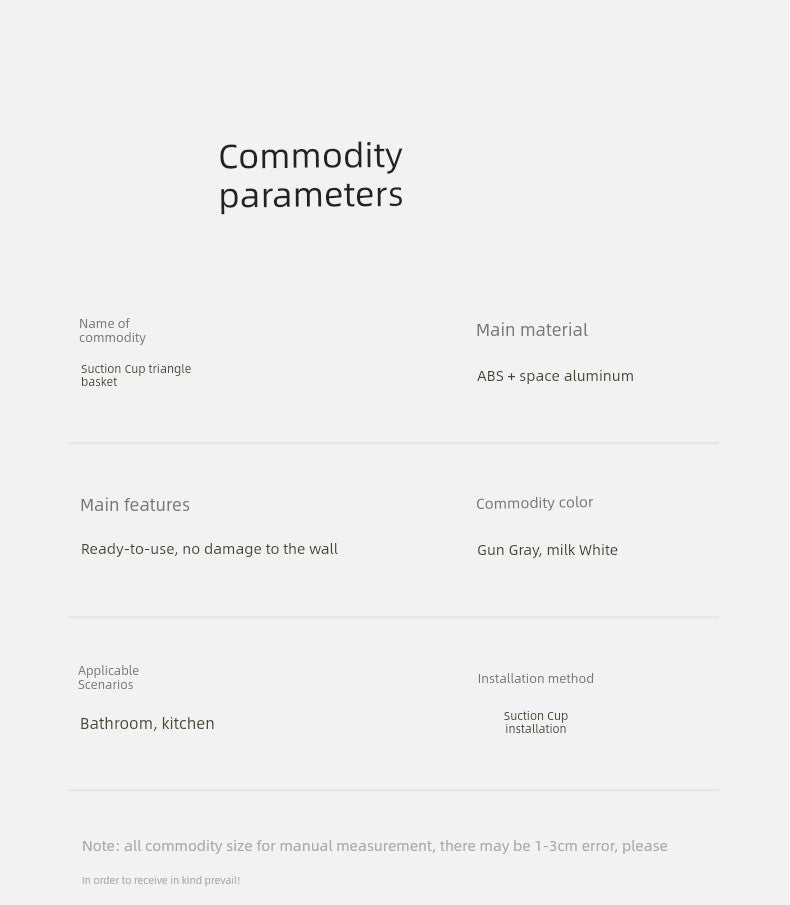 Punch-Free Bathroom Rack Bathroom Suction Cup Triangle Basket Wall Mount Bathroom Sink Corner Storage Rack