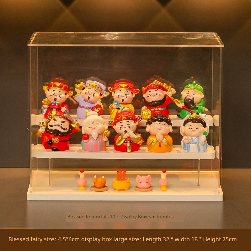 Five-Way God of Wealth All-Way Fairy Home Bookcase Entrance Decoration Decoration Household Full Set Display Stand Gift Decoration