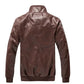 Autumn Winter Brown Leather Jacket Men Oversize Faux Leather Motorcycle Jacket Male Stand Collar Long Sleeve Moto Biker Coat 3xl