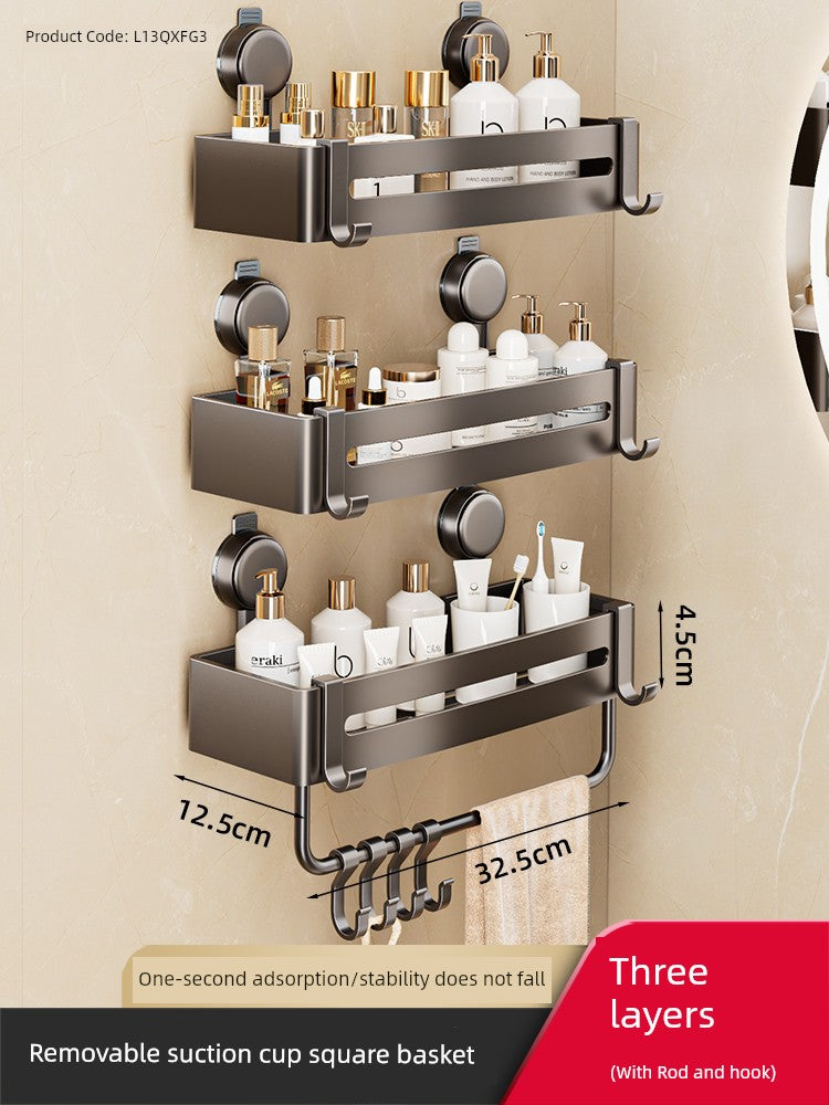 Wall-Mounted Wash Basin Toilet Triangle Basket Shelf Suction Cup