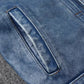 2023 New Leather Jacket Men's Single-Breasted Denim Blue Retro Old Motorcycle Leather Jacket Slim-Fit Lapel Coat