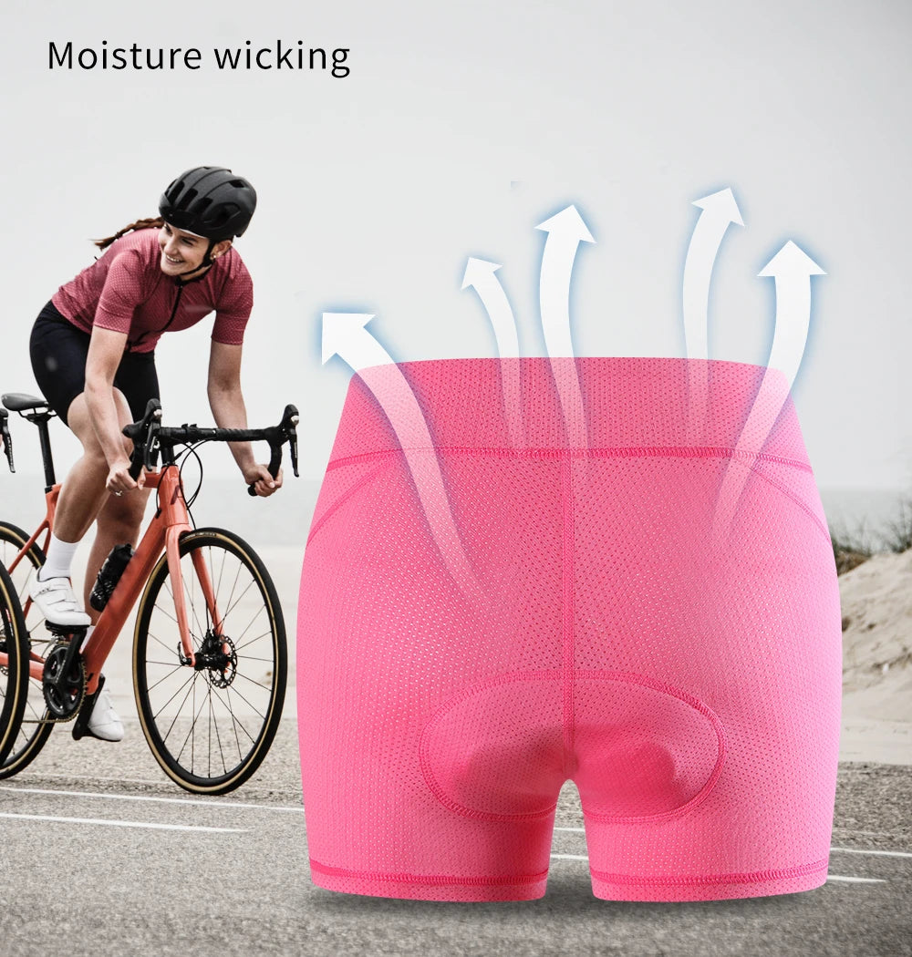 WOSAWE Cycling Underwear Women 5D Gel Padded Shorts Breathable Shockproof Underwear Mountain Bike Tights MTB Bicycle Underpants