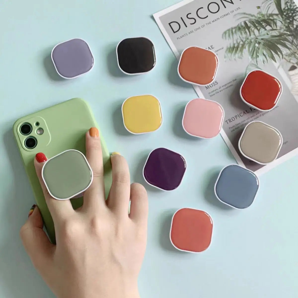 Cute Square Popping Sockets Grip Phone Holders Finger Ring Holder Griptok Stand Back Cover Clip Sticker Cellphone Accessories