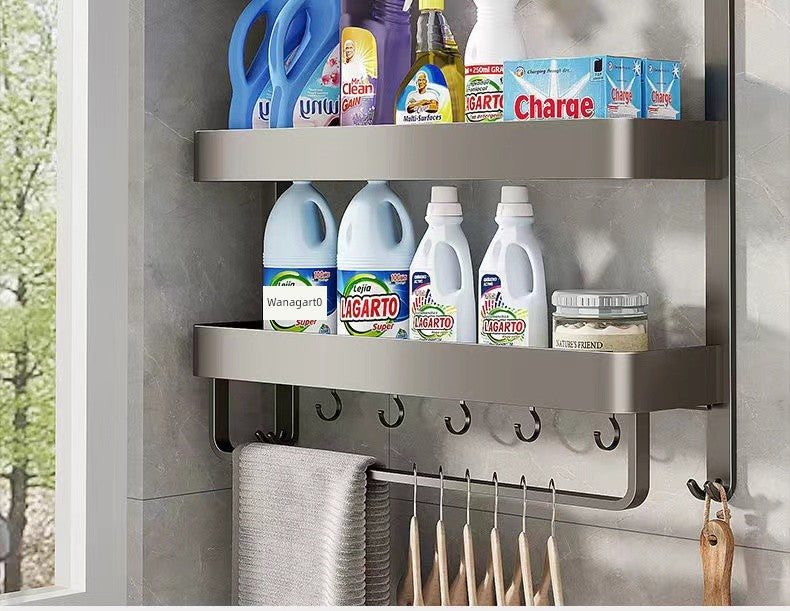 Bathroom Integrated Storage Rack Towel Rack Wall-Mounted Punch-Free Wall Bathroom Toilet Storage Washstand